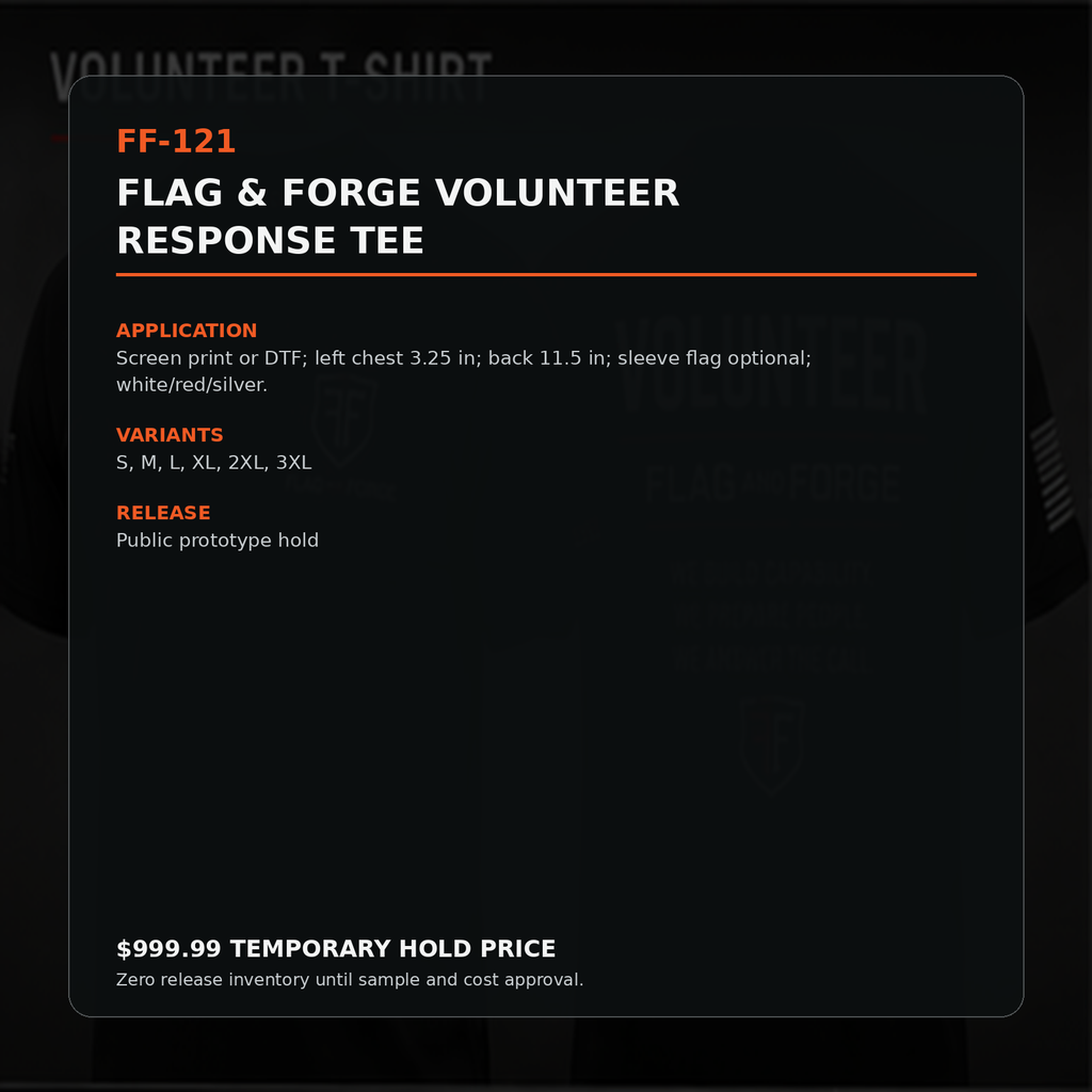 Flag & Forge Volunteer Response Tee product presentation