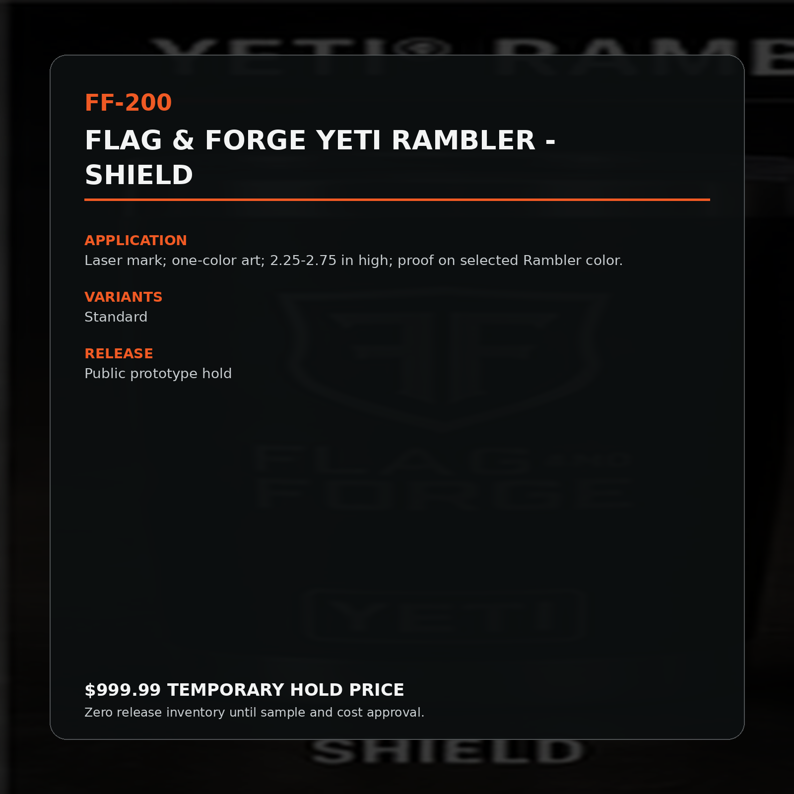 Flag & Forge YETI Rambler - Shield product presentation