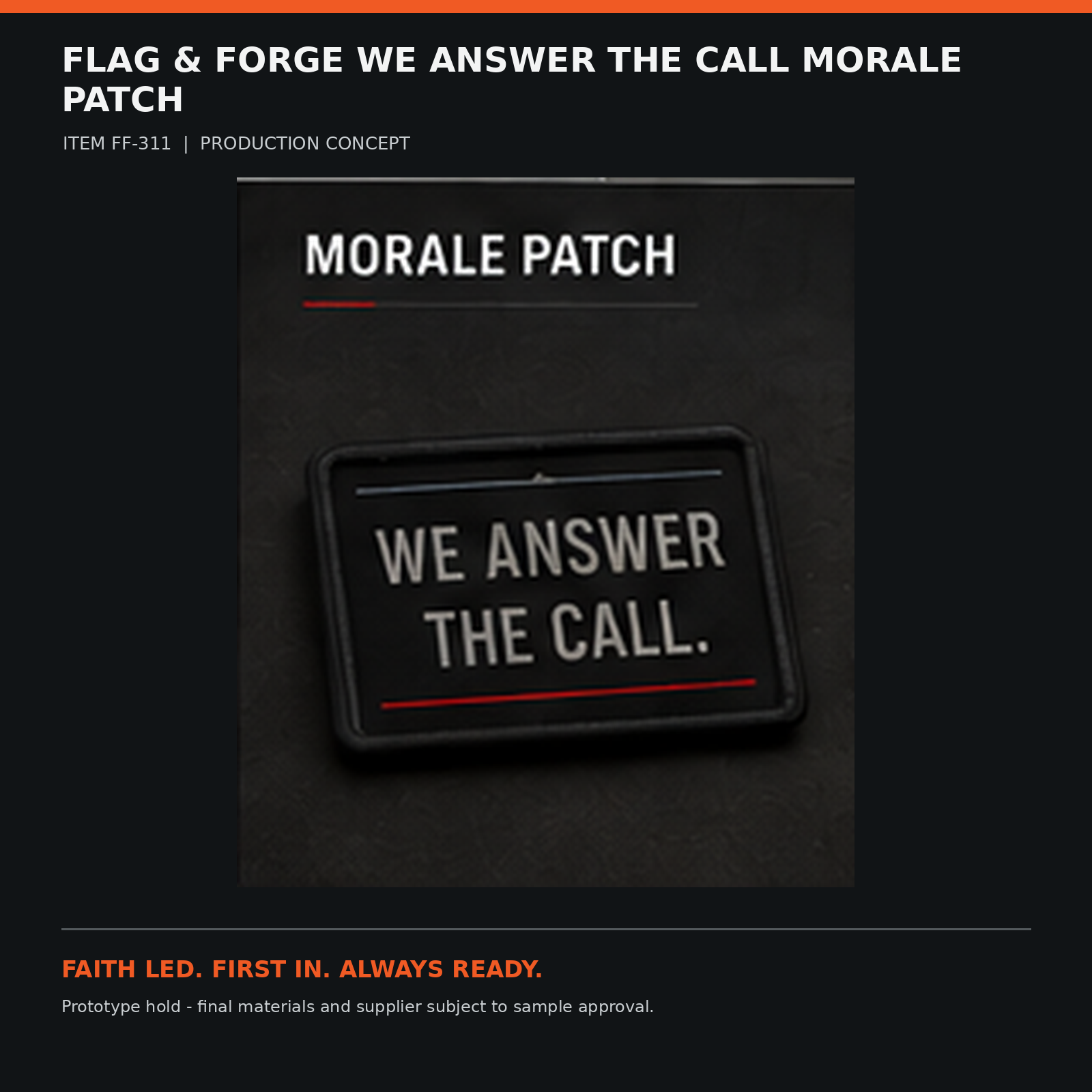 Flag & Forge We Answer the Call Morale Patch product presentation