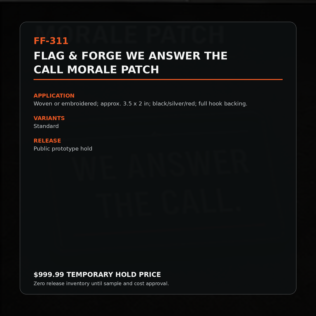 Flag & Forge We Answer the Call Morale Patch product presentation