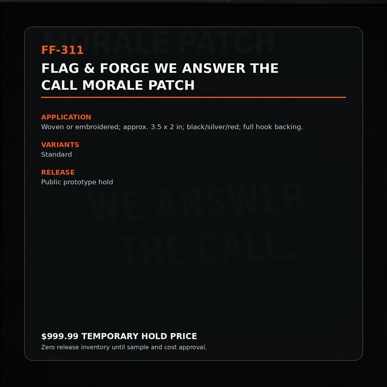 Flag & Forge We Answer the Call Morale Patch product presentation