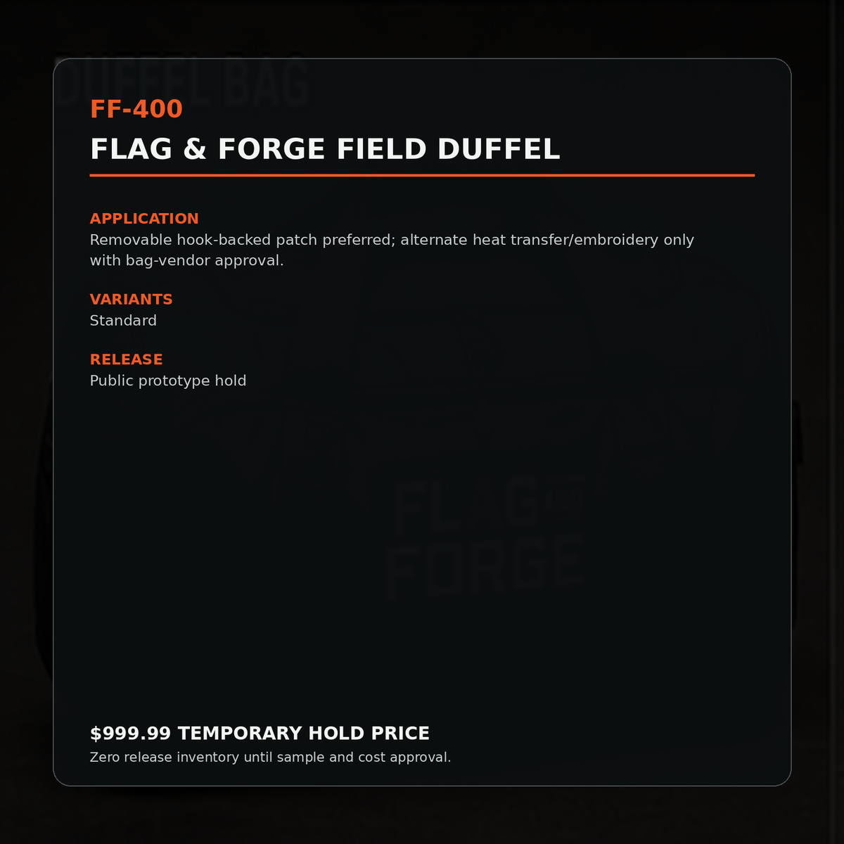 Flag & Forge Field Duffel product presentation